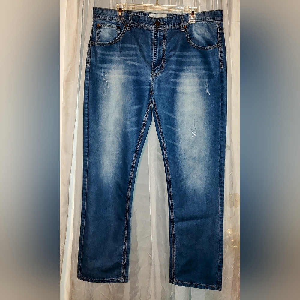 UDOA United Denim of America men's straight leg blue jeans, 38 x 32